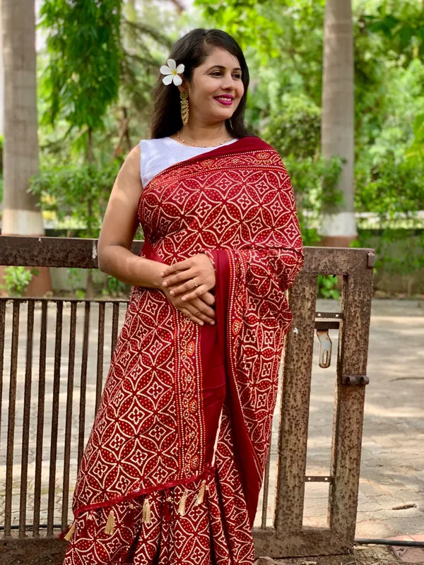 Pure_Cotton_Block_Print_Saree_With_Blouse